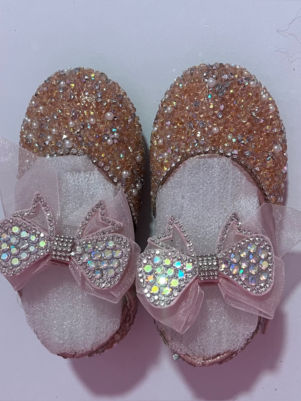 Sparkling Pink Bow Baby Walker Shoes size 6c - Picture 4 of 5